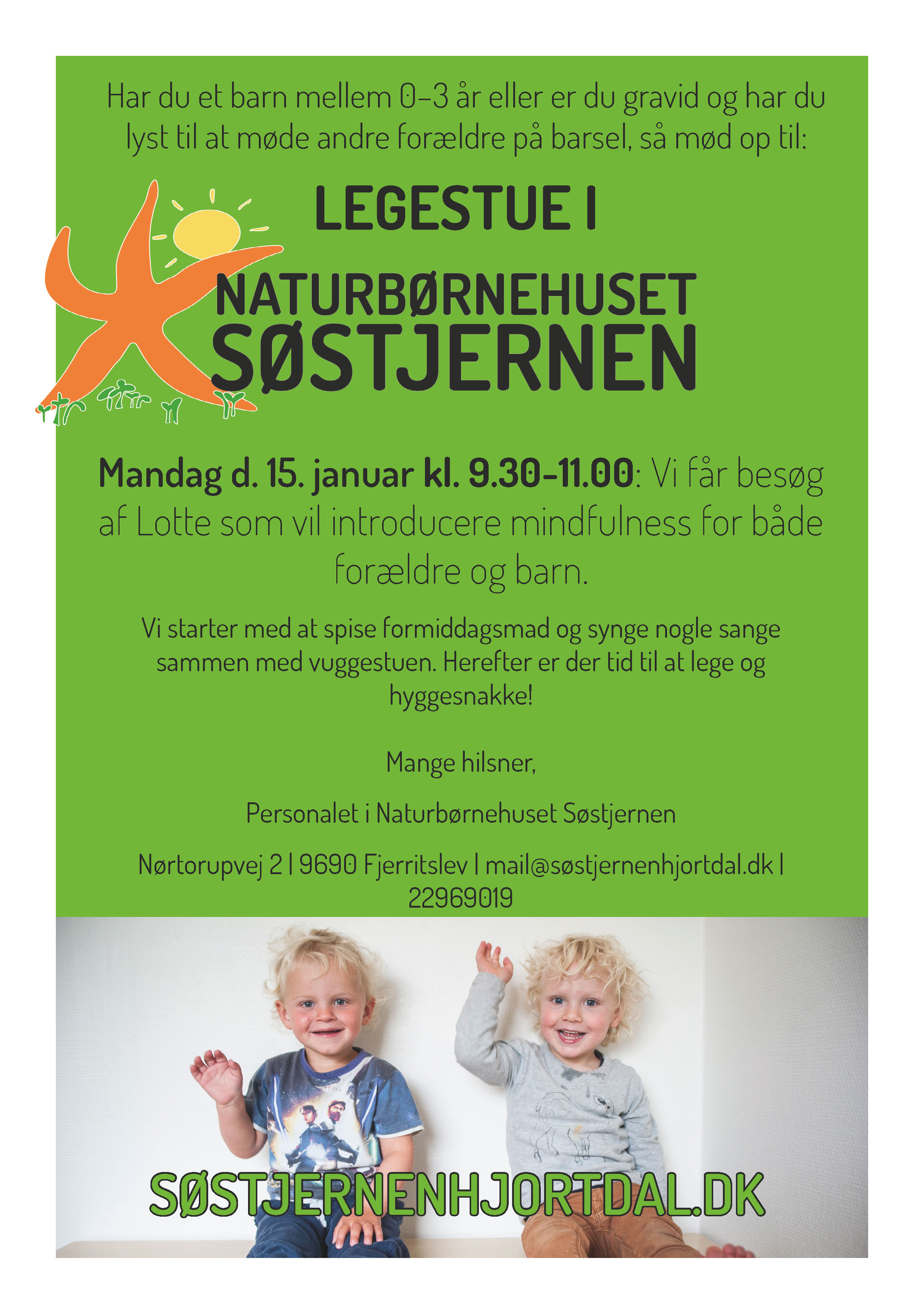 Legestue for forældre på barsel i Naturbørnehuset Søstjernen i Nordjylland.